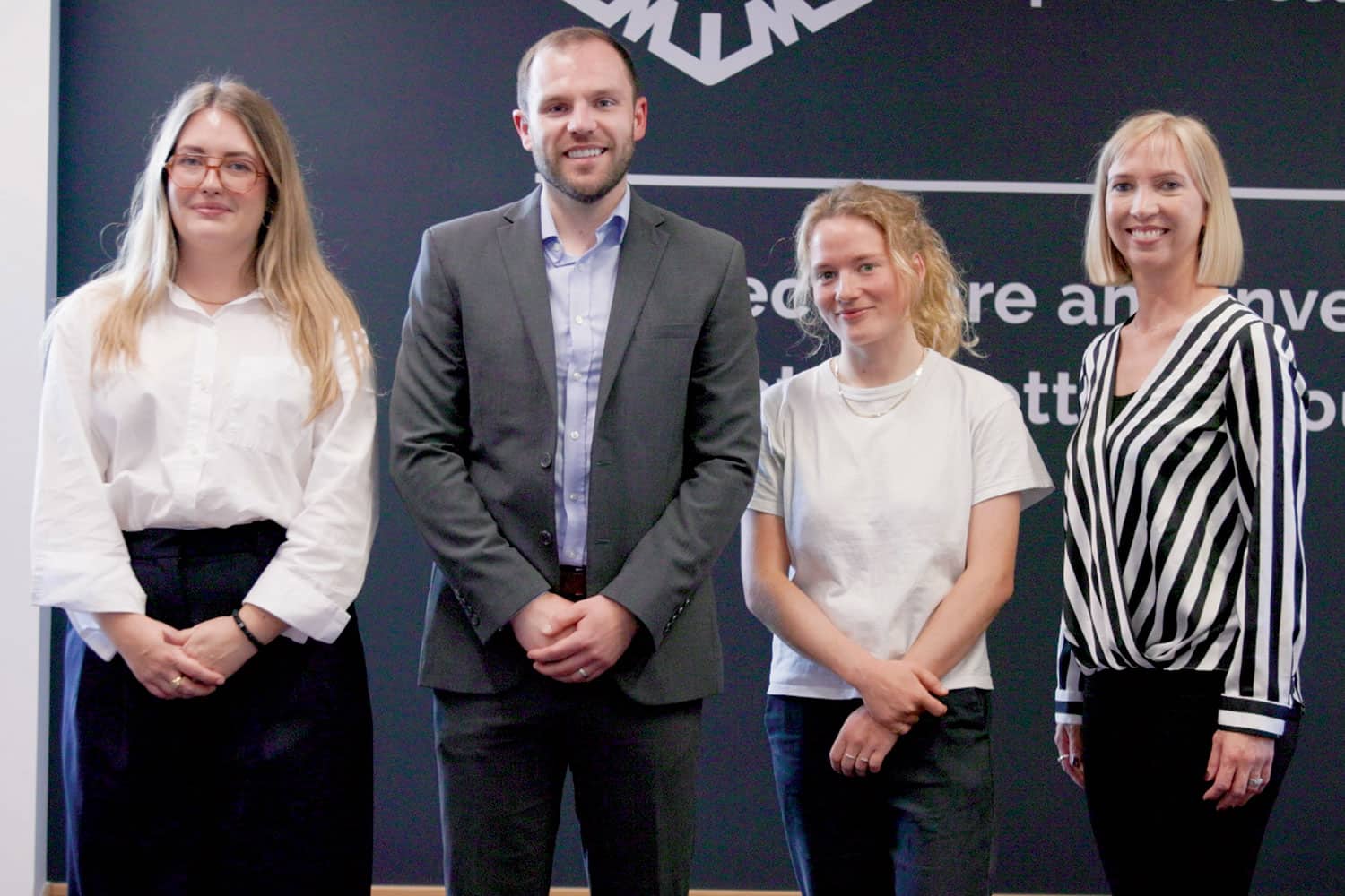 photo of four Local Government Challenge finalists - (l to r): Hannah Barton, Jack Pearce, winner Faith Scott Deuchar, and Marelize De Beurs