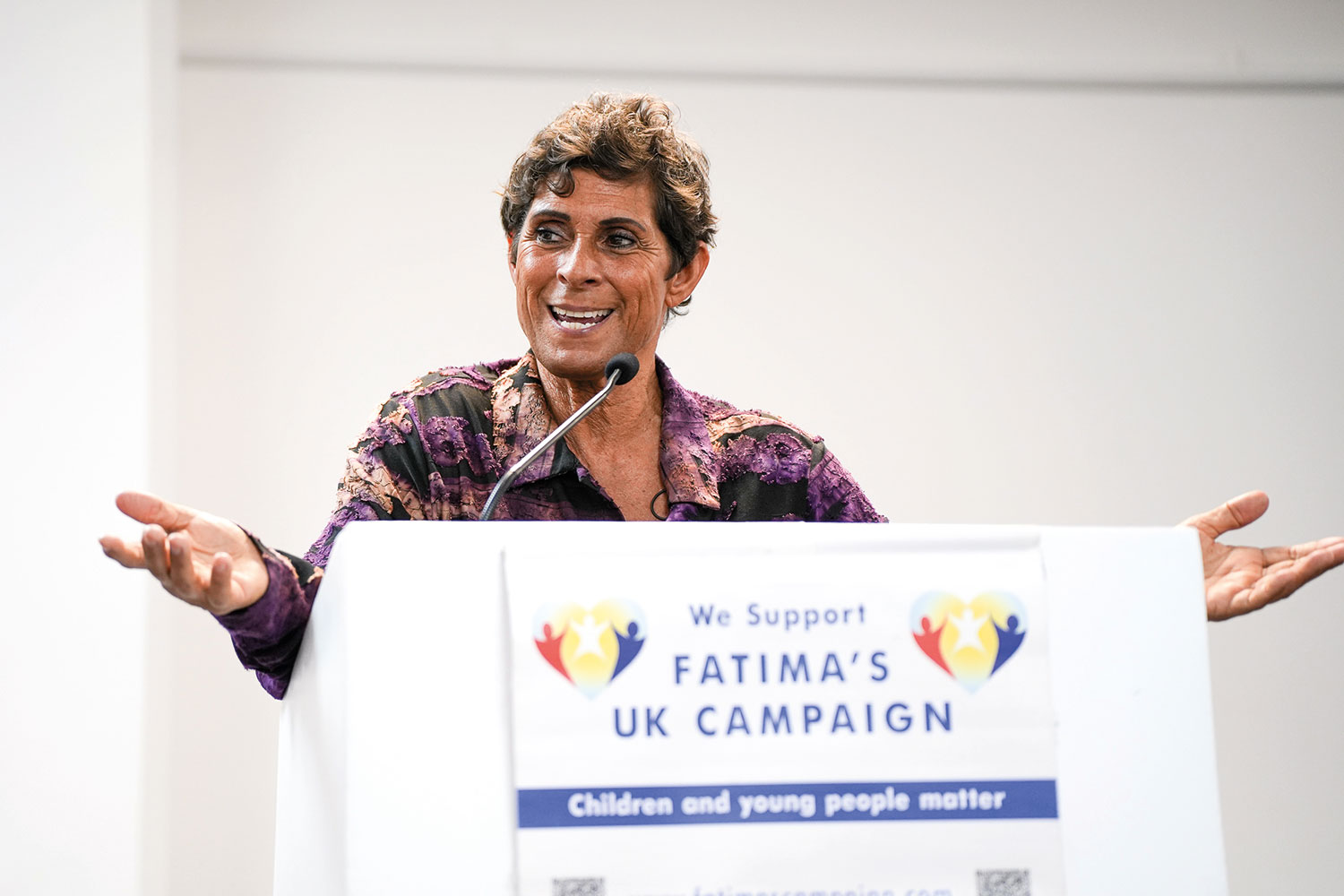 Olympic medallist Fatima Whitbread MBE, smiling